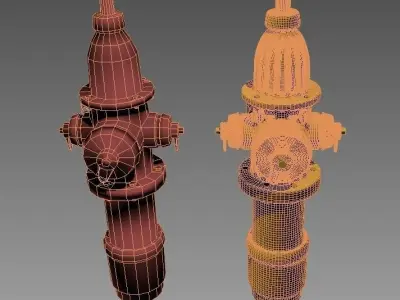 Fire Hydrant hight-low poly 3D model