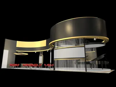 exhibition stall design 1 side open Low-poly 3D model Low-poly 3D model