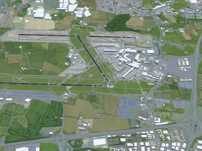 Dublin Airport  15km Low-poly 3D model