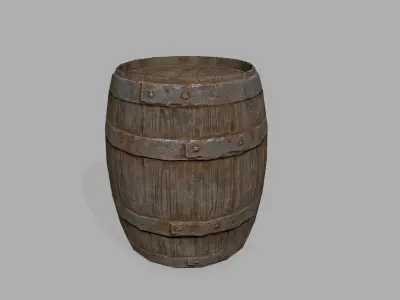 Wooden Barrel Low-poly 3D model