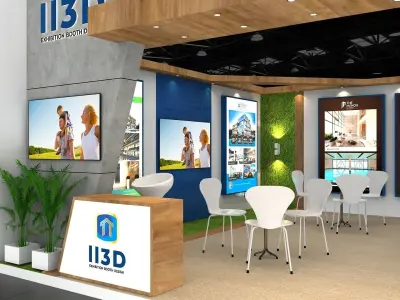 Exhibition Stand Stall One Side Open 8X5 3D model