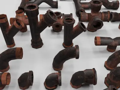 Pipe connections Low-poly 3D model