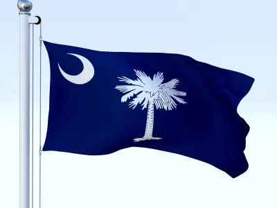 Animated South Carolina Flag Low-poly 3D model