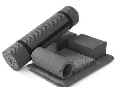 Yoga equipment set gray color 3D model