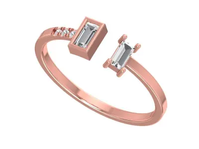 Solitaire Women Light Weight Baguette stone Band Ring 3D print model