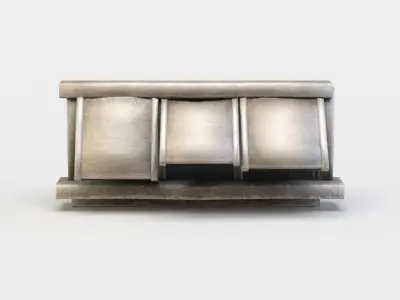 WIndows wooden shelf with shelves Low-poly 3D model