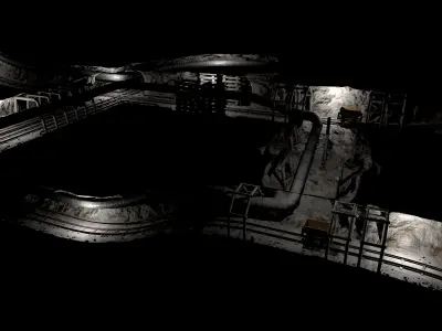 Modular Underground Mine Tunnels PBR Low Poly Low-poly 3D model