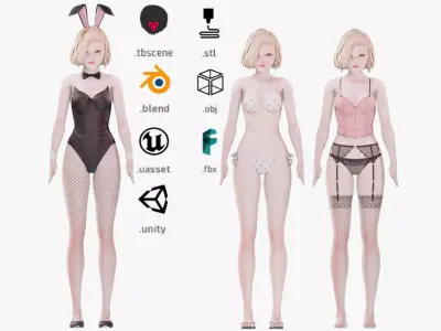 Clothing Collection 004 - Rig - UE5 - Unity - Blender - Animated Low-poly 3D model