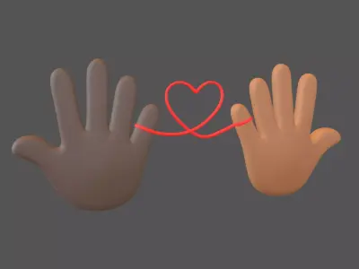 Hand with Red Line Icon v1 031 Low-poly 3D model