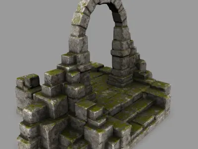 gate 8 stone archway with moss Low-poly 3D model