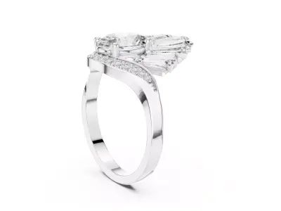 Luxury Oval Radiating Baguette HaloPave Diamond Engagement Ring  3D print model
