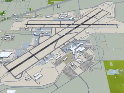 Spokane International Airport 10km Low-poly 3D model