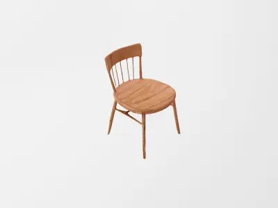 Basic Light Wood Spindle Chair Free low-poly 3D model