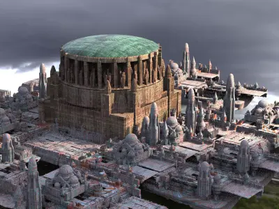 Naboo Inspired Dome 4 with city 3D model