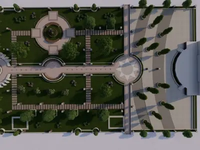 public park-Private Park Landscape 3D model