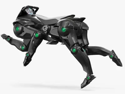  Sci-Fi Bio-Mechanical Transport Unit White Black Rigged for Maya 