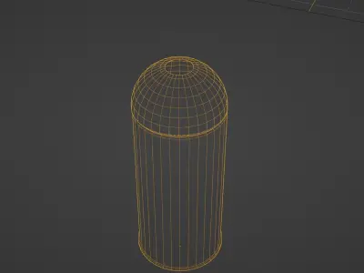 Dome Top Long Metalic Trash Can  Low-poly 3D model