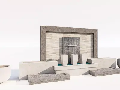 Contemporary Garden Landscape Water Fountain Kit Low-poly 3D model