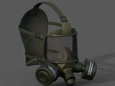 Gas mask helmet 3d model military combat  Low-poly 3D model