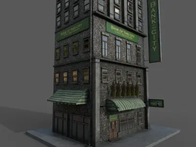 9-10 Old New york buildings Bank 1930 3D model