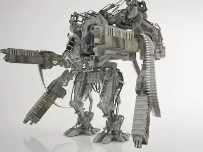 ROBOT-X metal robot with two guns 3D model