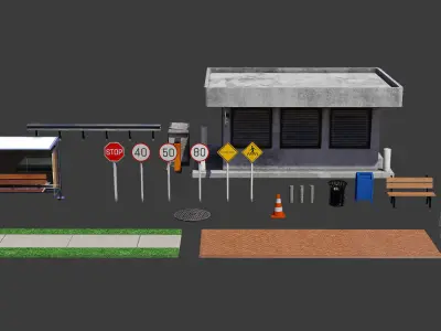 Road Pack - Extended Low-poly 3D model