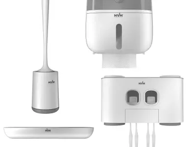 Set of bathroom toilets accessories by Mvm 3D model