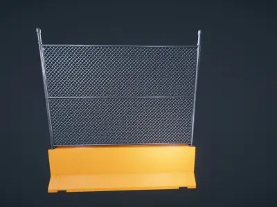 Jersey Concrete Barrier with fence Low-poly 3D model