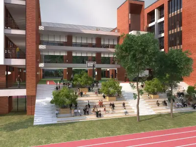 School building Low-poly 3D model