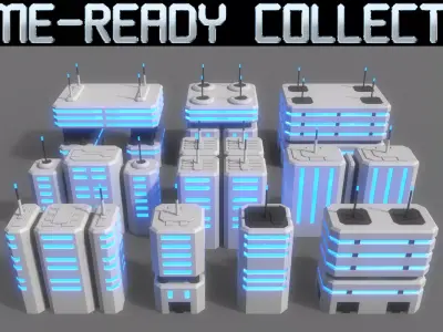 PBR Sci-Fi Building A 21-30 3D Model Pack