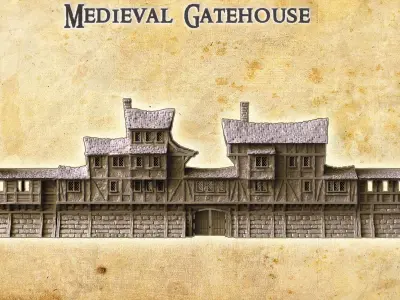 Medieval Gatehouse Tabletop Terrain 28 MM 3D print model
