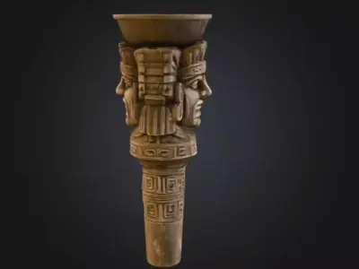Aztec Stone Chalice Low-poly 3D model