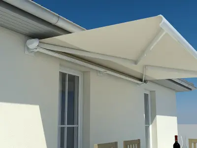 Bungalow house with patio furniture 3D model