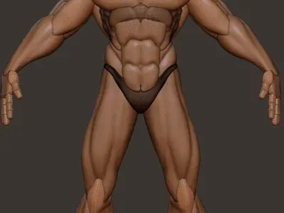 Stylized muscular man Low-poly 3D model