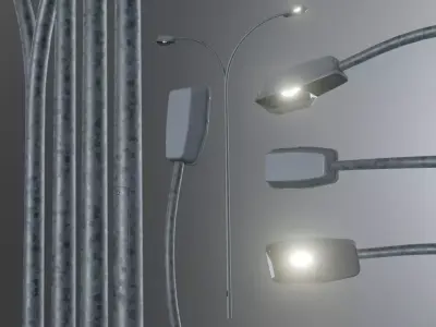 Street Light 5 Galvanized F2 M3 K0 A1 6000mm Low-poly 3D model