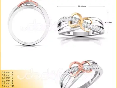 Light Weight Gold Diamond Ring DOC-R8121 3D print model