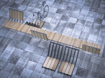 bench with parking space for bicycles 3D model