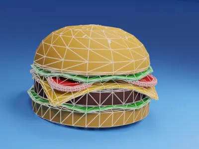 Stylized cartoon Gameready Burger Low-poly 3D model