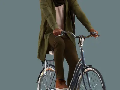 Set of 3D men on a bike 3D model