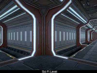 Sci Fi level Low-poly 3D model
