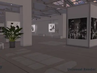 Modular Art Gallery 01 Unity Asset Low-poly 3D model