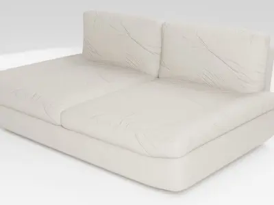 Stylish fabric sofa in beige tones 3D model