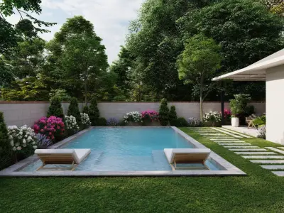 3D Exterior Scene 3D model design garden and landscape 3D 3D model 10