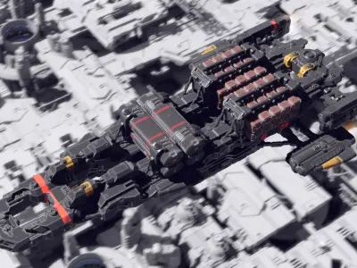 Cargo Spaceship Low-poly 3D model by purbosky