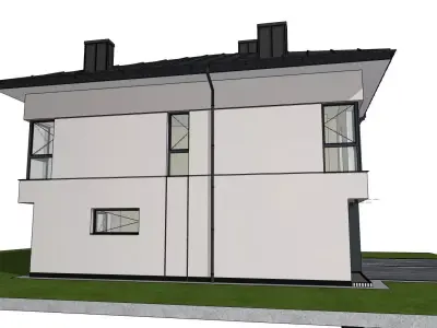Two Unit Residential House 3D Model  Modern Semi-Detached  3D model