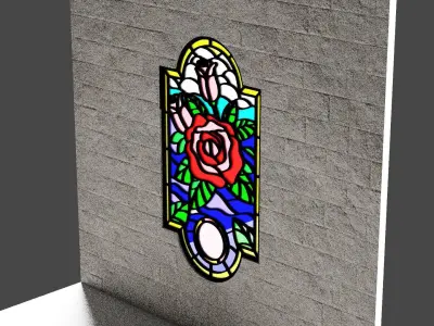 Stain Glass Rose Flower 3D model