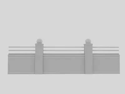 old garden wall 04 Low-poly 3D model