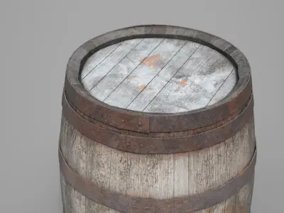 Old Wooden Barrel 3D model