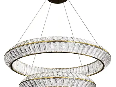 KAISER chandelier with two rings of glass and gold Low-poly 3D model