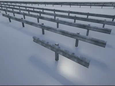 Modular Highway Protective Barriers Low-poly 3D model
